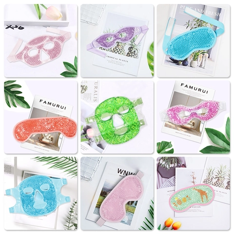 Gel Bead Eye Mask Cold Hot Compress Therapy Face Mask For Sleeping Fatigue Relief Dark Circles PVC Plush Back Reusable