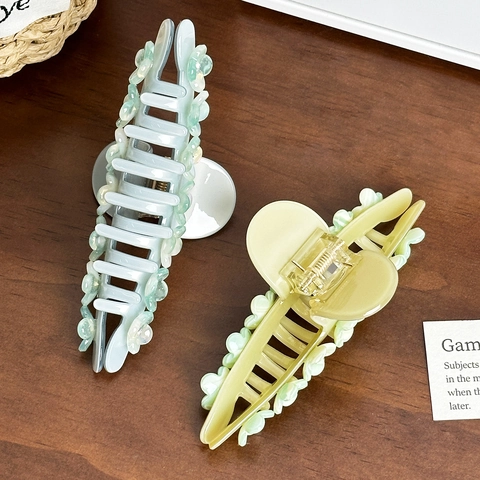 Molletta Per Capelli A Fiore In Acetato Elegante Strass Shark Clip Per Donne Accessori Per Acconciature