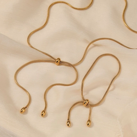 Minimalist Stainless Steel Snake Chain Necklace And Bracelet For Women PVD Plated Waterproof Hypoallergenic