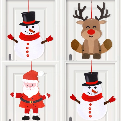 Weihnachten Vliesstoff Hängende Dekoration Cartoon Weihnachtsmann Schneemann Rentier DIY Tür Wandbehang Zuhause Deko