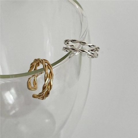 Anello Intrecciato In Argento Sterling 925 Vintage Fascia Aperta Regolabile Gioielli Minimalisti Per Donne