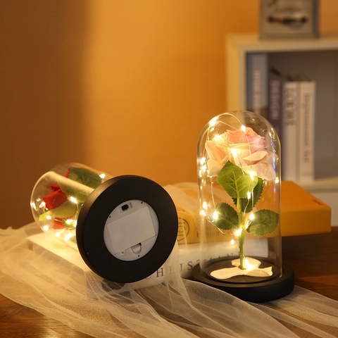 Eternal Rose LED Flower Lamp In Glass Dome For Valentine's Day Mother's Day Birthday Gift Home Decoration