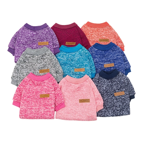 Hunde Hoodie Katzen Sweatshirt Polyester Strick Warm Winter Haustier Kleidung Kleine Hunde Tasche Design Rippbündchen Klassisch