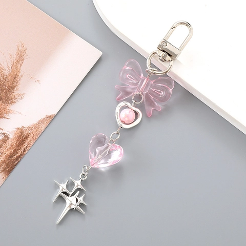Y2K Ästhetik Stern Schleife Perlen Schlüsselanhänger Millennial Stil Acryl Herz Tasche Charm Für Damen Mädchen Rucksack Zubehör