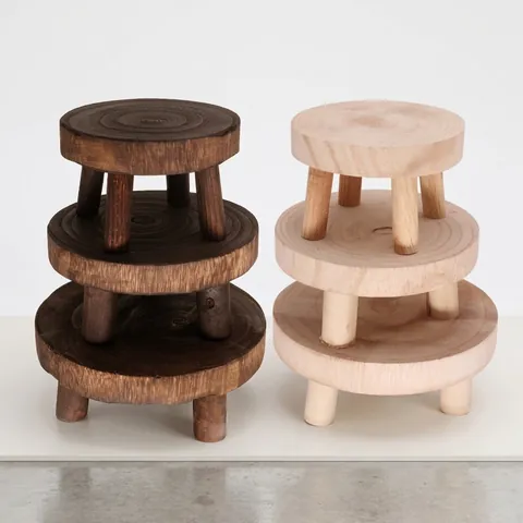 Piccolo Sgabello Rotondo In Legno Supporto Per Piante Alzata Per Esposizione Legno Di Paulownia Decorazione Rustica Per Vasi Di Succulente
