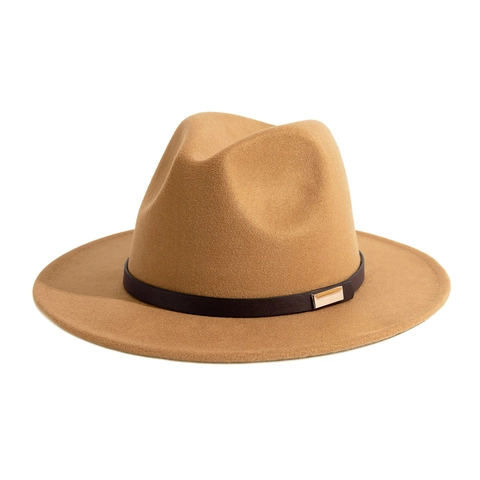 Retro Wide Brim Fedora Hat Cotton Polyester Blend Felt Jazz Hat With Belt Decoration Gold Buckle Unisex Vintage Style