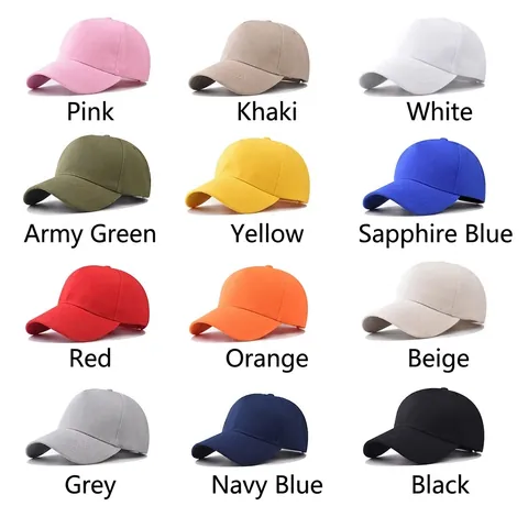 Solid Color Baseball Cap Polyester Twill Adjustable Curved Brim Sun Protection Outdoor Casual Unisex Classic Hat