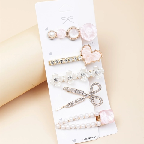 Eleganti Fermagli Per Capelli In Lega Con Künstliche Perle Sintetiche E Strass Forme Cuore Fiori E Forbici Per Donne E Ragazze