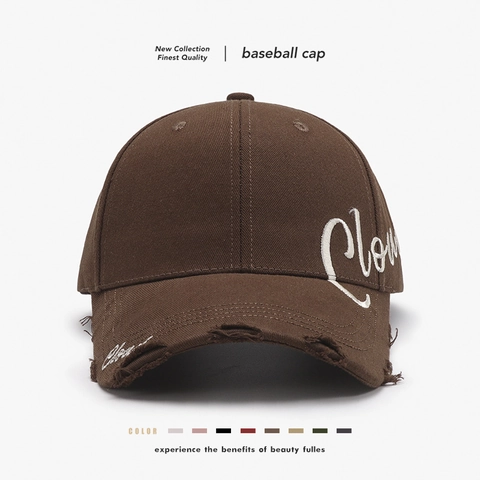 Distressed Cotton Baseball Cap Vintage Frayed Letter Embroidery Adjustable Outdoor Sun Hat For Men Women