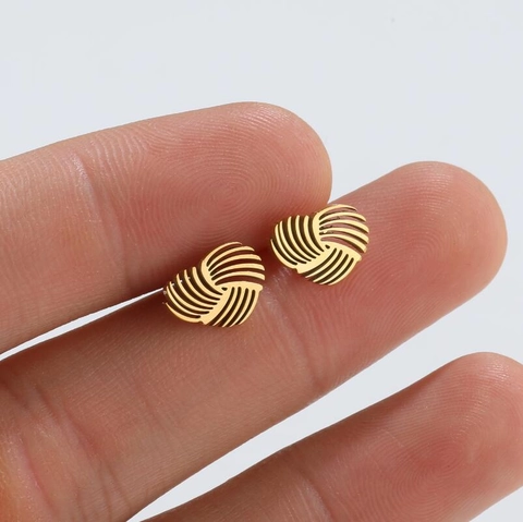 Stainless Steel Geometric Hollow Heart Stud Earrings Spiral Texture Minimalist Retro Jewelry For Women