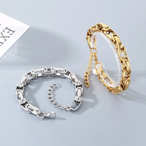 Pulsera De Cadena Para Hombre Acero Inoxidable Estilo Hip Hop Punk Eslabones Industriales Con Cadena De Extensión