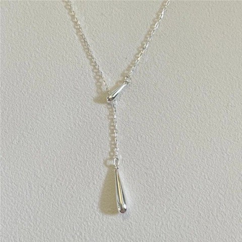 925 Sterling Silber Wassertropfen Y-Halskette Lange Kette Tropfenanhänger Minimalistischer Schmuck
