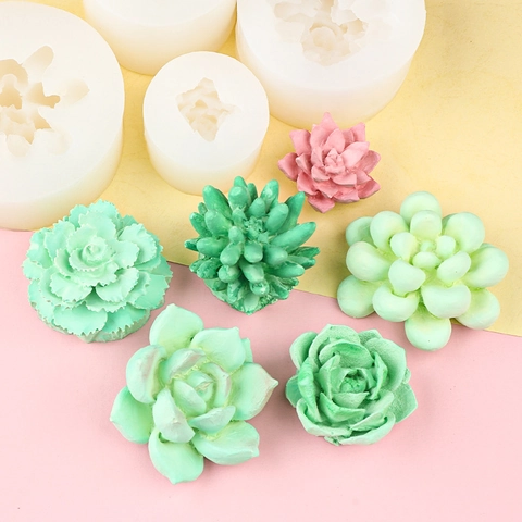 3D Succulent Silicone Molds Plant Flower Shape DIY Resin Epoxy Aroma Candle Soap Gypsum Clay Craft Making Tool