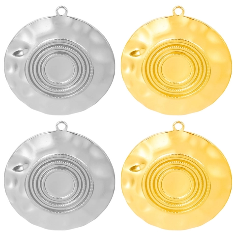 Pendentif Rond En Acier Inoxydable Texture Martelée Cercles Concentriques Accessoire De Bijoux DIY Pour Collier