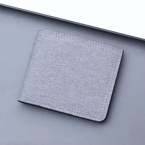 Portafoglio Uomo Bifold In Tela Corto Sottile Porta Carte Con Tasca Con Cerniera Stile Business Minimalista