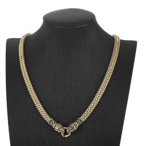 Collana Con Testa Di Serpente Vintage 316L Acciaio Inossidabile Catena Intrecciata Gioielli Punk Goth Biker Da Uomo