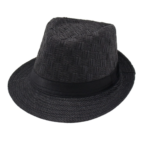 Chapeau Fedora En Paille Respirant Protection Solaire Plage Été Jazz Style Panama Unisexe Avec Ruban Noir