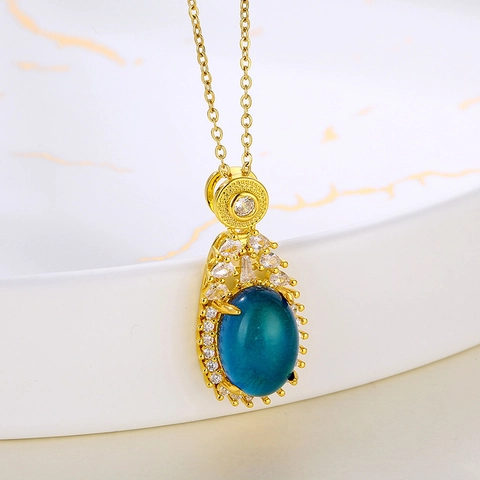 Temperature Sensing Color Changing Teardrop Necklace Gold Plated Stainless Steel Clavicle Chain Jewelry For Women