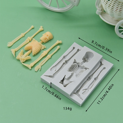 Human Skeleton Silicone Mold Realistic Full Body Bone Shape For Halloween Baking Fondant Cake Decorating Resin Crafting