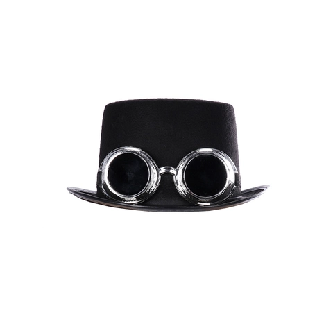 Steampunk Zylinder Mit Brille Schwarz Filz Retro Industrie Halloween Cosplay Kostüm Party Requisite Für Erwachsene