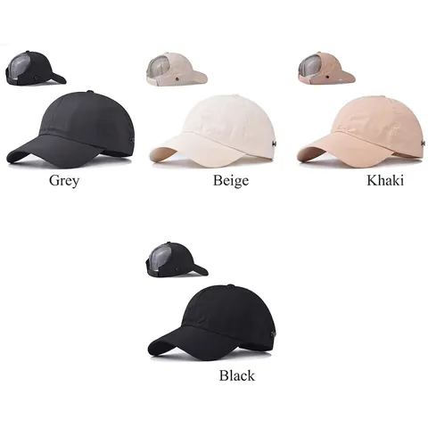 Damen Pferdeschwanz Baseball Kappe Atmungsaktive Polyester Outdoor Sport Sonnenschutz Verstellbarer Hut Mit Maskenknöpfen