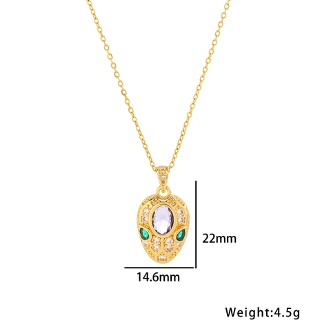 Luxury Snake Head Stainless Steel Purple Rhinestone Necklace Earrings Open Ring Collection For Women Party Accessory