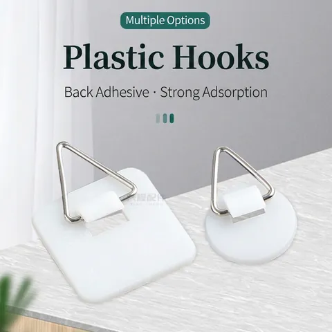 Ganci Adesivi Per Piatti In Plastica Con Anello Triangolare In Metallo Per Decorazioni Parete Cornici Sospensione Invisibile