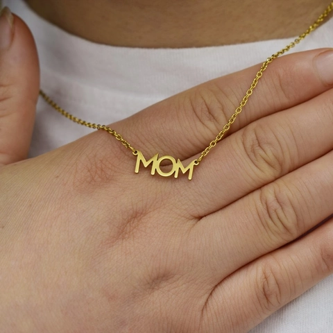 Collar Con Colgante De Letra MOM De Acero Inoxidable Chapado En Oro De 18K Minimalista Cadena En O Joyas Para Mujer Mamá
