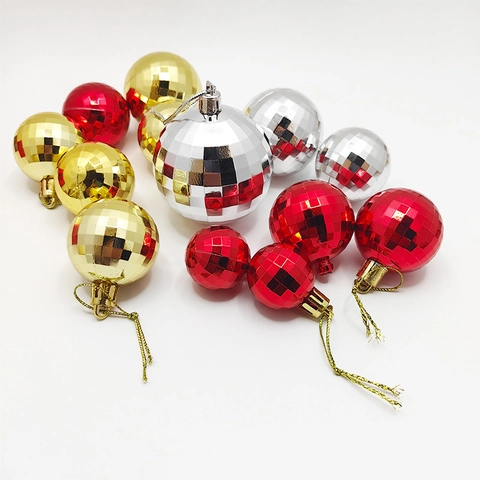 Kerstballen Glanzend Disco Spiegel Gefacetteerd Plastic Hangende Decoraties Voor Kerstboom Feest