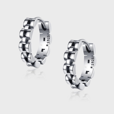 925 Sterling Silber Creolen Kettenstruktur Minimalistisch Retro Industriestil Schmuck Für Damen