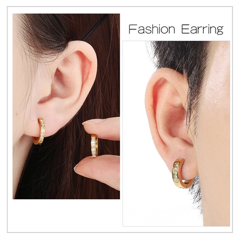 Pendientes De Aro De Acero Inoxidable Con Circonita Cúbica Redondos Geométricos Huggie Para Hombre Y Mujer Moda