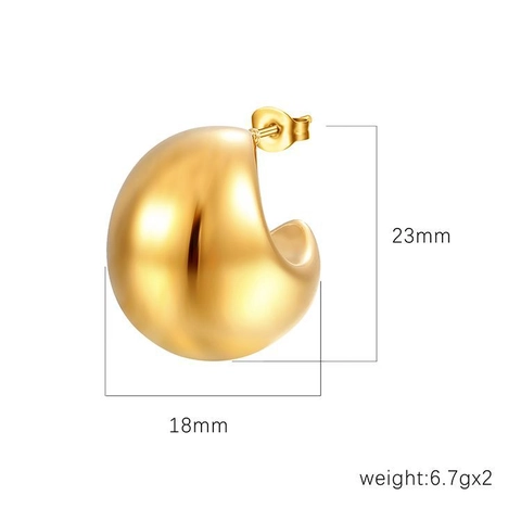 Pendientes De Aro Huecos Minimalistas Para Mujer Acero Inoxidable Geométrico Pulido En Forma De C Oro Plata Moda