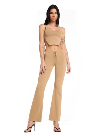 Women Ribbed Knit Crop Vest And Drawstring Shorts Combination Cotton Blend Side Bandage Sexy Summer Casual Slim Fit