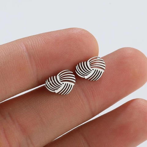 Stainless Steel Geometric Hollow Heart Stud Earrings Spiral Texture Minimalist Retro Jewelry For Women