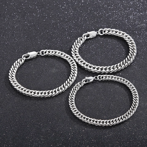 Bracciale A Catena Cubana Acciaio Inossidabile 316L Lucidato Minimalista Unisex Gioielli Punk