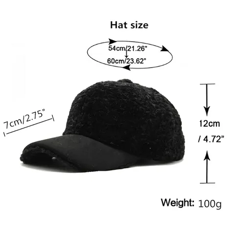 Cappello Da Baseball In Lana D'agnello Inverno Caldo Peluche Teddy Fleece Tesa In Scamosciato Regolabile Berretto Sportivo Per Donne Uomini