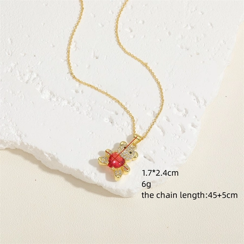 Collana Con Ciondolo A Forma Di Orsetto Placcata In Oro Rame Con Zirconia Cubica A Cuore Gioielli Carini Per Donne