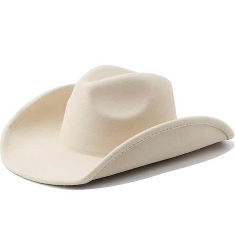 Sombrero De Vaquero Occidental Ala Ancha Fieltro De Poliéster Color Sólido Vintage Exterior Moda Para Hombres Mujeres