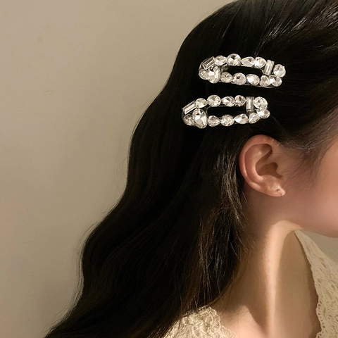 Funkelnde Klare Strass Haarklammer Transparente Acryl Geometrische Entenschnabel Haarnadel Elegante Kopfbedeckung Für Damen Mädchen
