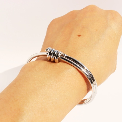 Minimalistisch Messing Vergoldet Knoten Offener Armreif Für Damen Eleganter Doppelschicht Spiralknoten Armband Mode Schmuck