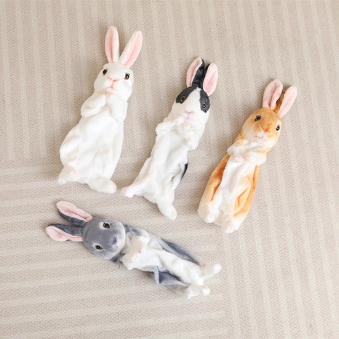 Realistic Rabbit Plush Toy Shell Soft Imitation Rabbit Fur Sitting Long Ear Cute Animal Doll Skin For DIY Kids Adults