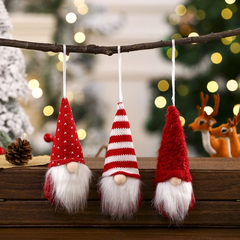 Ornamenti Di Gnomi Di Natale Maglia Senza Volto Tomte Decorazioni Appese Barba Pelliccia Sintetica Arredo Albero Svedese