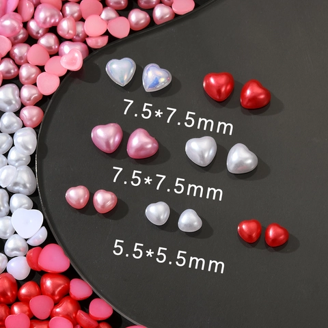 Ciondoli Per Unghie In Resina Cuore Perla Artificiale 3D Cuore Di Pesca Accessori Manicure Decorazione Custodia Telefono DIY