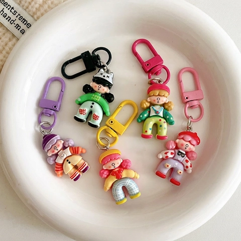 Schattige Cartoon Pop Meisje Sleutelhanger Hars Kleurrijke Tas Hanger Voor Rugzak Accessoires Kawaii Trendy Cadeau