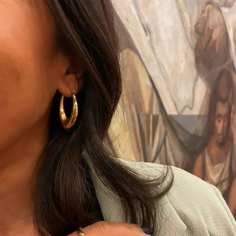 Pendientes De Aro Gruesos Con Forma De Gota De Agua De Acero Inoxidable Geométricos En Forma De U Chapados En Oro Joyas Minimalistas Para Mujeres