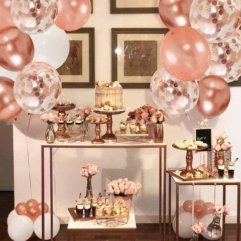 Ballons En Latex Métallique Et Ballons Confettis Avec Impression Happy Birthday Décoration De Fête D'anniversaire Avec Rubans