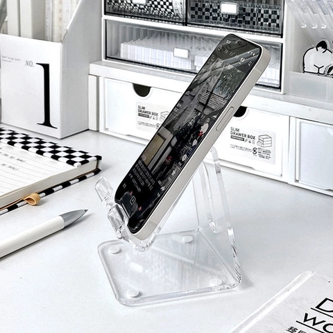 Thickened Acrylic Mobile Phone Stand Transparent Iridescent Desktop Tablet Holder Universal Simple Charging Port Office
