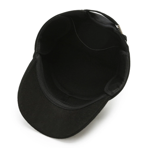 Herren Wintermütze Schirmmütze Wolle Flat Top Cap Mit Ohrenklappen Verstellbar Sport Metallschild Mode