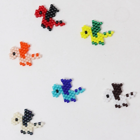 Handmade Beaded Dinosaur Mini Charms Glass Seed Bead Animal Pixel Art For DIY Jewelry Making Accessories