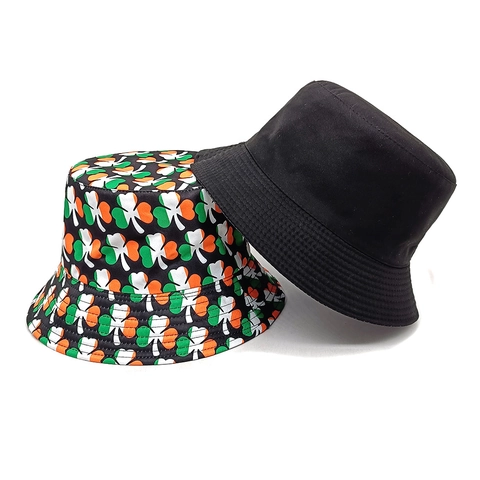 Chapeau Bob Saint Patrick Imprimé Trèfle Polyester Protection Solaire Extérieur Mode Fête Irlandaise Hommes Femmes